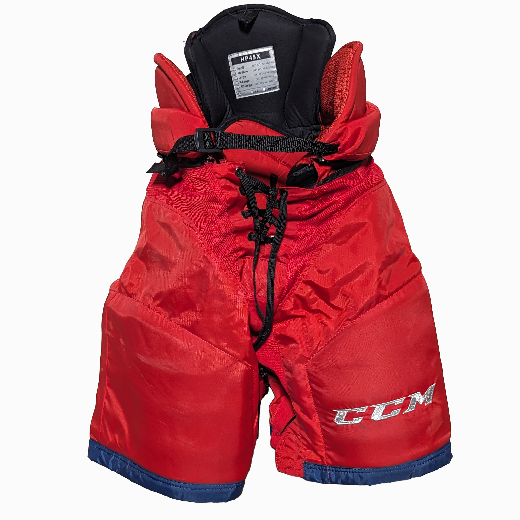 CCM HP45X - Pantalon de hockey d'occasion NHL Pro Stock - Blue Jackets de Columbus (rouge/bleu)